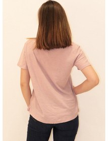 Resim Rich Kadın Organik Bisiklet Yaka T-shirt %100 Pamuk Tişört Pembe 
