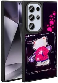 Resim Zore Galaxy ile uyumlu S24 Ultra Kılıf Parlayan Kabartmalı İkonik Figürlü Zore Amas Silikon Kapak Siyah 