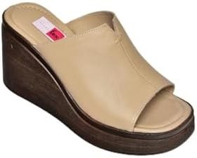Resim fox SHOES P555961203 Hakiki Deri Dolgu Topuklu Kadın Terlik 