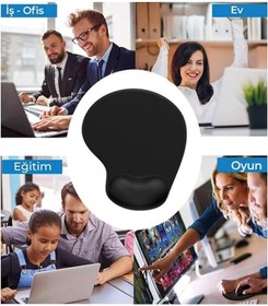 Resim KARMAT Damla, Bilek Destekli, Kırmızı Kalp Desenli, Konforlu Mouse Pad, Pürüsüz Yüzey Mouse Pad Kırmızı- 