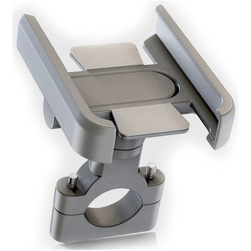 Powertec Alüminyum Gövdeli Gidon Bağlantılı Full Metal Motosiklet Bisiklet Telefon Tutucu Gri