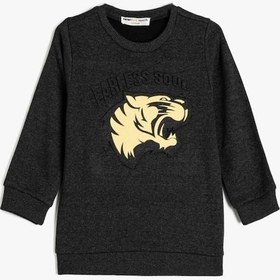 Resim Koton Erkek Çocuk Sweatshirt Uzun Kollu Kaplan Baskılı 001 Antrasit 