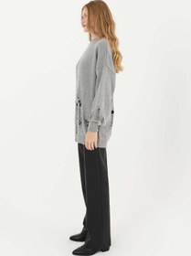 Resim Soul Kadın Yırtıklı Triko Tunik - 32034TUN - GREY 