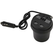 Resim Vkemall 150w Araç Inverteri 12v/24v'den 110v/220v'ye Dönüştürücü, 2 Qc3.0 Hızlı Şarj Portu Ve Ac Soketi İle Araç Cup Holder Uyumlu Güç Kaynağı 
