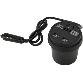Resim Vkemall 150w Araç Inverteri 12v/24v'den 110v/220v'ye Dönüştürücü, 2 Qc3.0 Hızlı Şarj Portu Ve Ac Soketi İle Araç Cup Holder Uyumlu Güç Kaynağı 