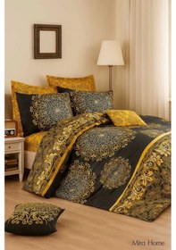 Resim Çift Kişilik Pamuklu Nevresim Takımı Varaklı Desenli Çok Renkli 