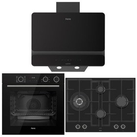 Resim Ferre Fryart Steam XE64CS + ED075-WFA + D080 - SA Airfry & Buhar Destekli Siyah Ankastre Set 