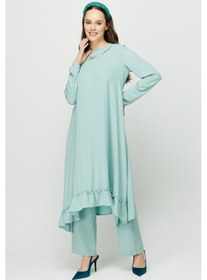 Resim Esswaap Eteği Büzgü Detaylı Tunik Pantolon Takım Mint-mint Mint Yeşili 
