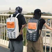 Resim Geniş kapasiteli, şık çiftlerin günlük kullanımı için yaratıcı retro cep telefonu şeklinde PU sırt çantası 