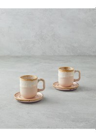Resim Alicent Seramik 4 Parça 2 Kişilik Double Kahve Fincan Takımı 150 Ml Pudra Pudra 