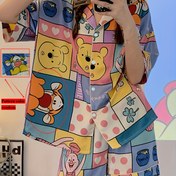 Resim Disney Winnie the Pooh Pijama Seti - Sevimli Karikatür Ayı ve Tavşan Baskılı Kısa Kollu Üst ve Şort, Yumuşak ve Rahat Ev Giyimi, Yetişkinler İçin Mükemmel, Tüm Mevsimler İçin Rahat Uyku Giyimi, Rahat Uyku Giyimi|Oyun Sever Tasarım|Şort Dahil, Disney Pijamaları 