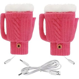 Resim Suntek Koşu Bisikleti Için Usb Elektrikli Isıtmalı Eldiven Pembe 