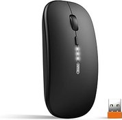 Resim inphic Fare, kablosuz şarj edilebilir, ultra ince, 2.4G sessiz kablosuz optik bilgisayar faresi, 1600 DPI USB alıcılı, dizüstü bilgisayar, PC, Macbook, Windows, ofis, pil şarj durumu görünür, siyah 