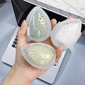 Resim 3 Adet Yumurta Şeklinde Plastik Makyaj Süngeri ve Fırça Düzenleyici Kaplar Havalandırmalı Delikler - Okul ve Günlük Kullanım İçin Taşınabilir Kozmetik Saklama Kabı - Beyaz & Pembe 