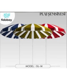 Resim Twogo Gl-14 Büyük Boy Plaj Şemsiyesi - 200 cm Çizgili Bahçe ve Balkon Şemsiyesi - Güneş Korumalı 