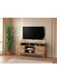 Resim Tv Sehpası 2 Panjur Kapaklı Ceviz 130cm Kurulu Ceviz Gönderilir Ceviz 
