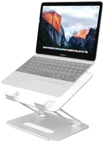 Resim Basic 2 Tüm Modellerle Uyumlu Metal Kolay Ayarlanır Katlanabilir Beyaz Laptop Standı Yükseltici 