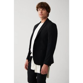 Resim AVVA Erkek Siyah Bi-Stretch Astarsız Çift Yırtmaçlı Comfort Slim Fit Ceket A31Y4004 