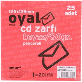 Resim Umur Oyal Pencereli CD Zarfı 125x125 mm 80 g 25'li 