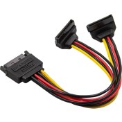Resim Alfais 4683 Sata 15 Pin Dişi Erkek 2 Port Çoklayıcı Kablo 90 Derece Dirsek Splitter HDD Kablosu 