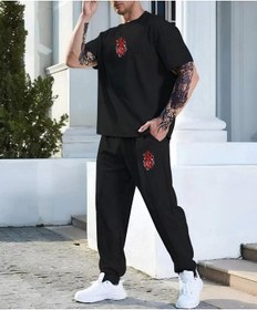 Resim Unisex Baskılı Cepli Eşofman Takımı - Siyah Siyah 