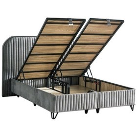 Resim Line Visco Lüks Baza Ve Başlık Seti 120x200 Cm Tek Kişilik Baza Ve Başlık Takımı Koyu Gri Babyface 