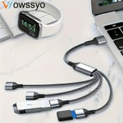 Resim Wowssyo 4'ü-1 Arada USB USB Splitter, 1 Erkekten 4 Dişiye, USB Hub 2.0 Adaptörü, Laptop, Masaüstü, Cep Telefonu, PS5 ve daha fazlası için Veri Aktarımı ve Şarj için 1'den 4'e USB Shunt 