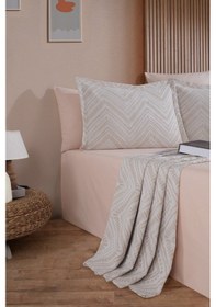 Resim Elart Petra Keten Görünümlü Yatak Örtüsü Seti 3 Parça Çift Kişilik Ekru 