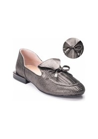 Resim Twoegoist Kadın Hakiki Simli Deri Günlük Babet Ayakkabı 