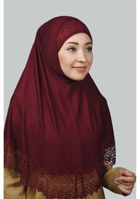 Resim Altobeh İkili Set Dantelli Pratik Eşarp Hazır Hijab Ve Tesettür Bonesi Xl Bordo 