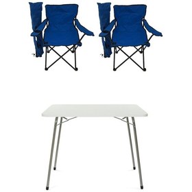 Resim Bofigo 60x80 Katlanır Masa 2 Adet Kamp Sandalyesi Mavi 