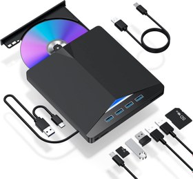 Resim Valkyrie Harici CD DVD Rom Yazıcı Okuyucu USB 3.0 HUB Çoğaltıcı TF SD Kart Okuyucu 7in1 