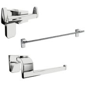 Resim Krom Lux Açık Tuvalet Kağıtlık - Askılık - Uzun Havluluk Banyo Set 3'lü Krom 
