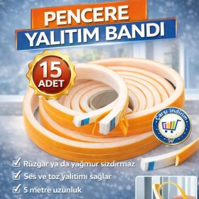 Resim Nistabolje 15 Adet Yapışkanlı Pencere Bandı Isı Yalıtım Süngeri (5 Metre x 15) 