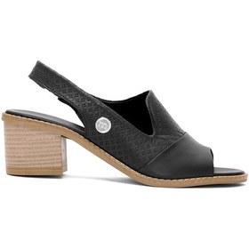 Resim Mammamia D25ys-2840 Kadın Hakiki Deri Topuklu Sandalet Siyah Siyah 