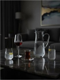 Resim Hisar 61 Parça 12 Kişilik Çeyizlik Bardak Seti - Cam Su Ve Çay Sunum Takımı Şeffaf 