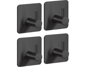 Resim UltraMint Paslanmaz Çelik Siyah Banyo Askısı 4'lü Set, Şık ve Kullanışlı Tasarım 