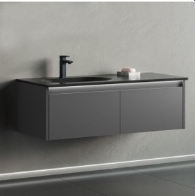 Resim Orka Lisbon 110 Cm Mdf Antrasit Banyo Dolabı Alt Modül Ve Lavabo Antrasit 
