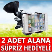 Resim Araç Içi Vantuzlu Kıskaç Mandallı Telefon Tutucu Gps Navigasyon 