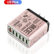 Resim 30w 6usb Şarj Cihazı Qc3.0 Hızlı Şarj Hızlı Şarj Cihazı İphone Uyumlu Samsung Xiaomi Jj305-6u Us Pink 1 Adet 