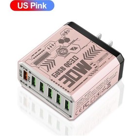 Resim 30w 6usb Şarj Cihazı Qc3.0 Hızlı Şarj Hızlı Şarj Cihazı İphone Uyumlu Samsung Xiaomi Jj305-6u Us Pink 1 Adet 