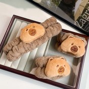 Resim 3 adet Sevimli Capybara Saç Bağları - Yumuşak ve Kabarık, Yüz Yıkama ve Makyaj Uygulaması için Mükemmel, Banyo Kullanımı için İdeal, Banyo Gereksinimleri | Eğlenceli Tasarım | Yumuşak Dokulu, Capybara Aksesuarları 
