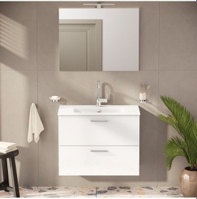 Resim Mia 75024 Banyo Dolabı Seti, Çekmeceli, 80 Cm, Parlak Beyaz 