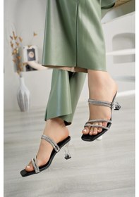 Resim Nesil Shoes Mugo 71 Siyah Şeffaf Topuklu Terlik-siyah Siyah 