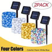 Resim 2'li Paket Lityum Pil Mavi/Beyaz/Sıcak Renkli Güneş Enerjili Bakır Telli Işıklar, Her Şekle Verilebilir Yumuşak Filament, DIY Evler, Dallar, Çalılar, Çimler vb. Dekorasyon, İç/Dış Mekan Su Geçirmez Seviye IP54 