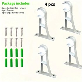 Resim Dashanshop 4 Adet Beyaz Ağır Hizmet Klasik Perde Askılığı Pencere Dekorasyonu 