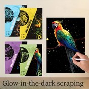 Resim 4 adet/Kitap A5 Luminous Scratch Painting Yetişkin El Yapımı Yaratıcı DIY Luminous Scratch Painting A5 Renkli Scratch Painting Kağıdı 