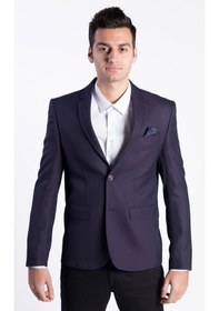 Resim Sposo G-207 Dar Kalıp Desenli Mor Erkek Blazer Ceket Mor 