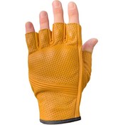 Resim Fingerless Flx Leather Yellow Korumalı Motosiklet Deri Eldiveni 