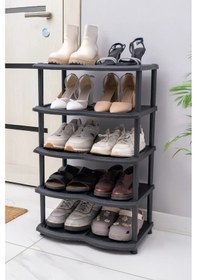 Resim İronika Galaxy 5 Katlı Plastik Ayakkabılık Siyah Siyah 